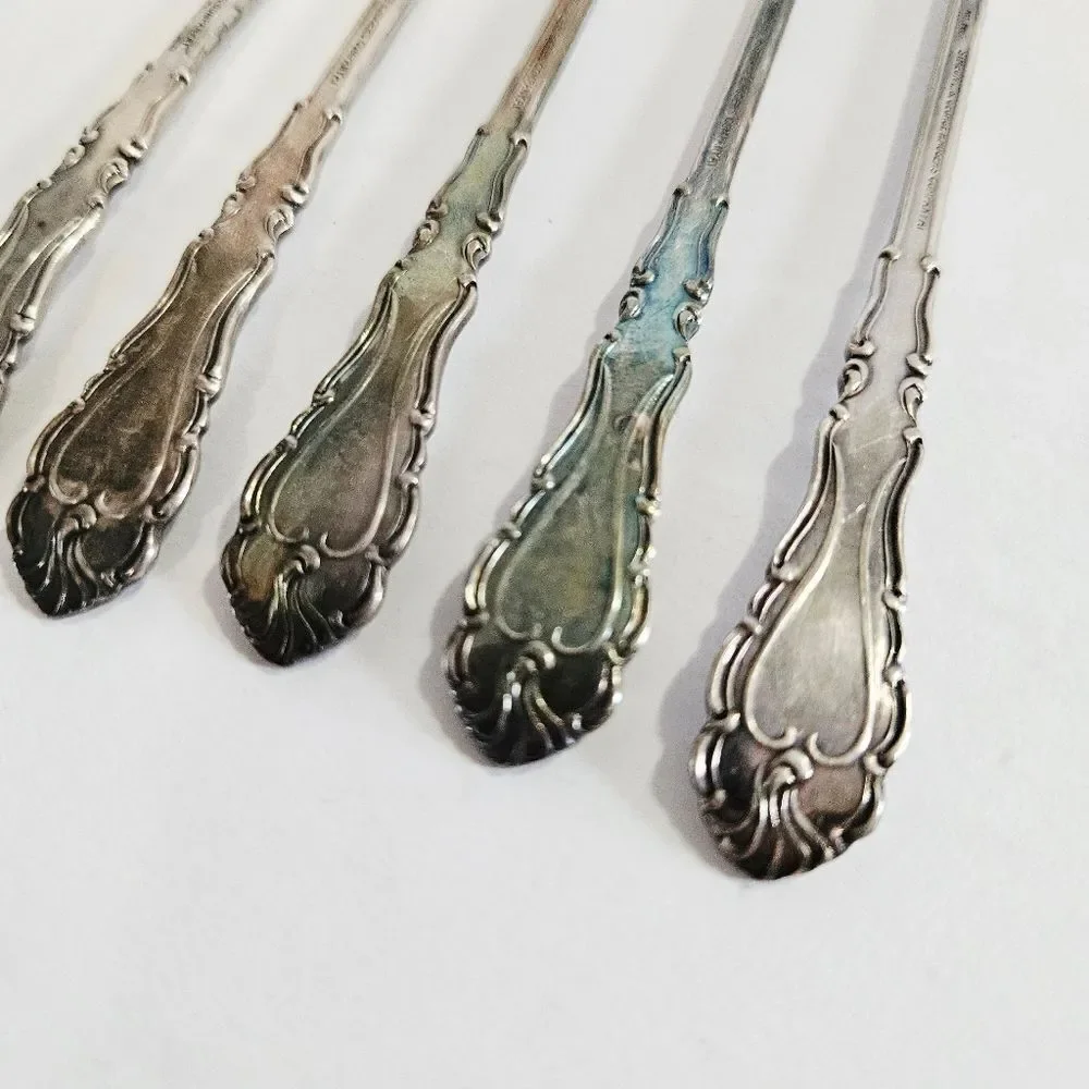 Antique S.L. & G.H Rogers Silver Plate Webster Pattern Set Of 5 Cocktail Forks